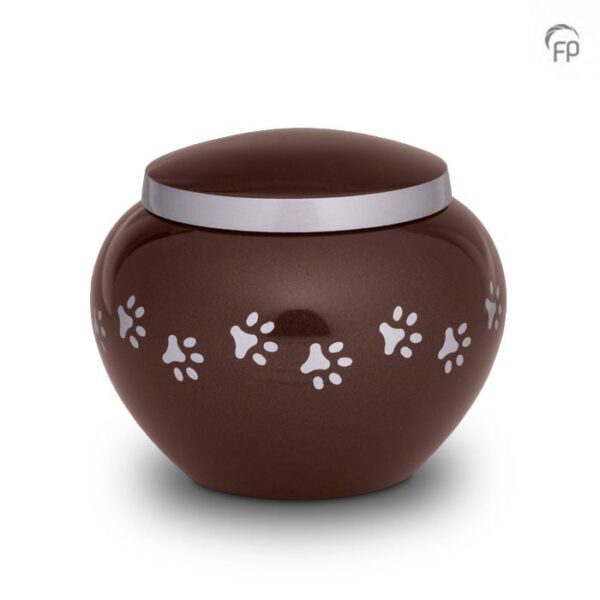 PET HEAVEN kovová urna hnědá s tlapkami , velikost S,M,L